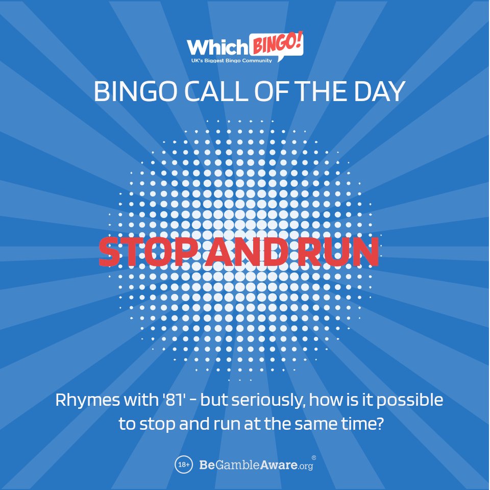 WhichBingoUK's tweet image. #DailyBingoCall and some #MondayMotivation with a difference for you - because how is it possible to #stopandrun at the same time?! 🤔