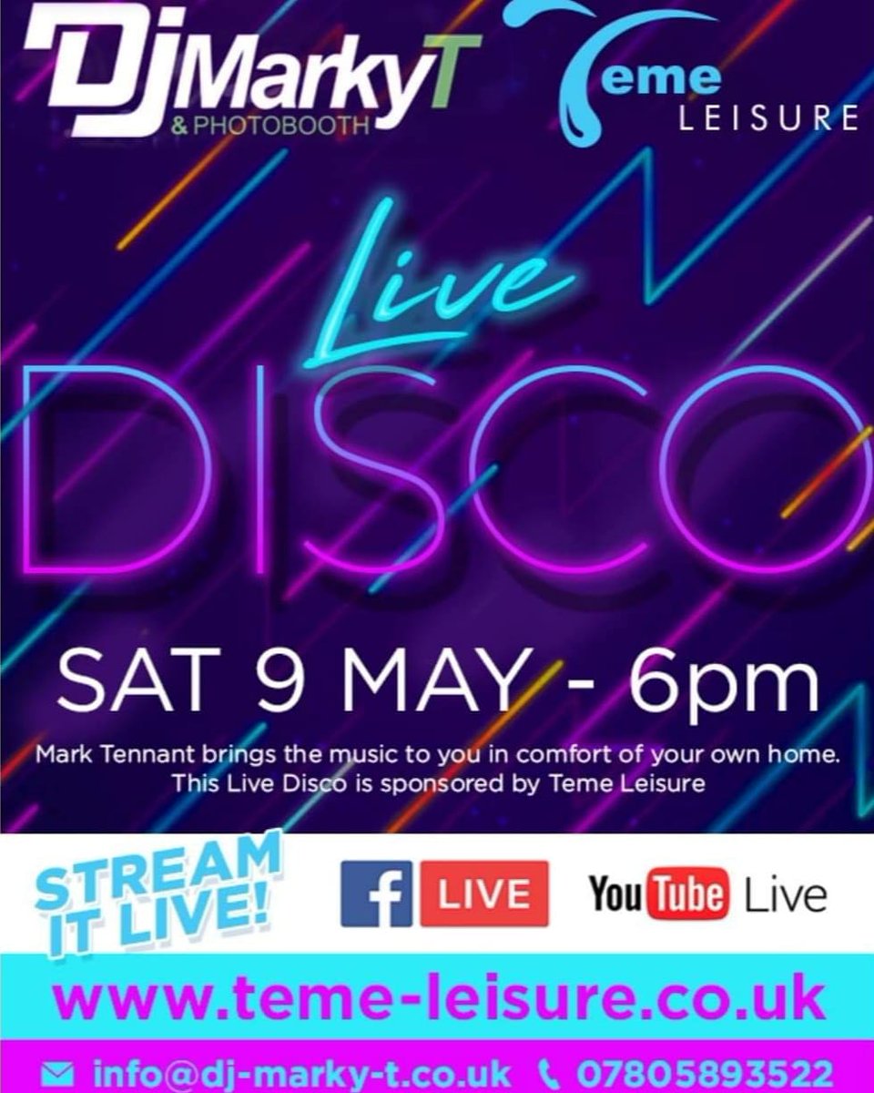 @TemeLeisure @DJMarkyT_Booth #shropshiredj #livedisco #livestream #facebooklive #youtubelive #music #party #staysafe #share