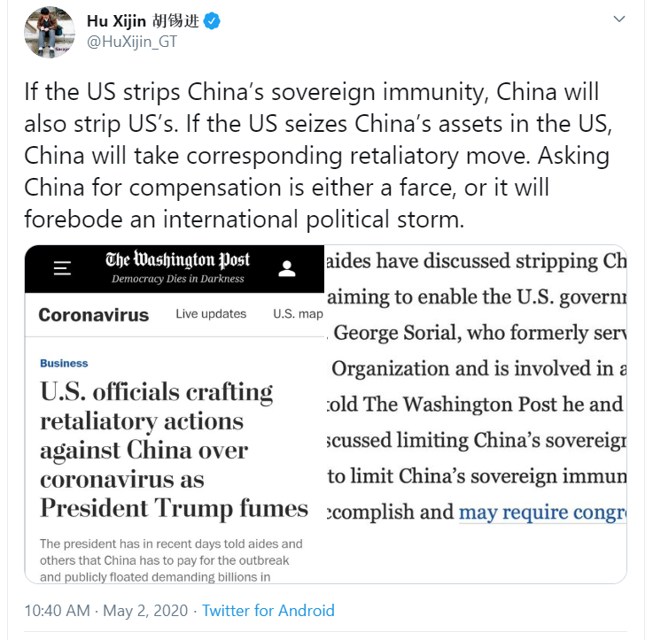 Do you still think it is mere signalling and hot air?Think again.If it were merely so, why would China be spooked like hell?Why would Shri Hu Xijin, the de-facto social media mouthpiece of the CCP make this 'not so veiled' counter-threat?What does he know that we don't?