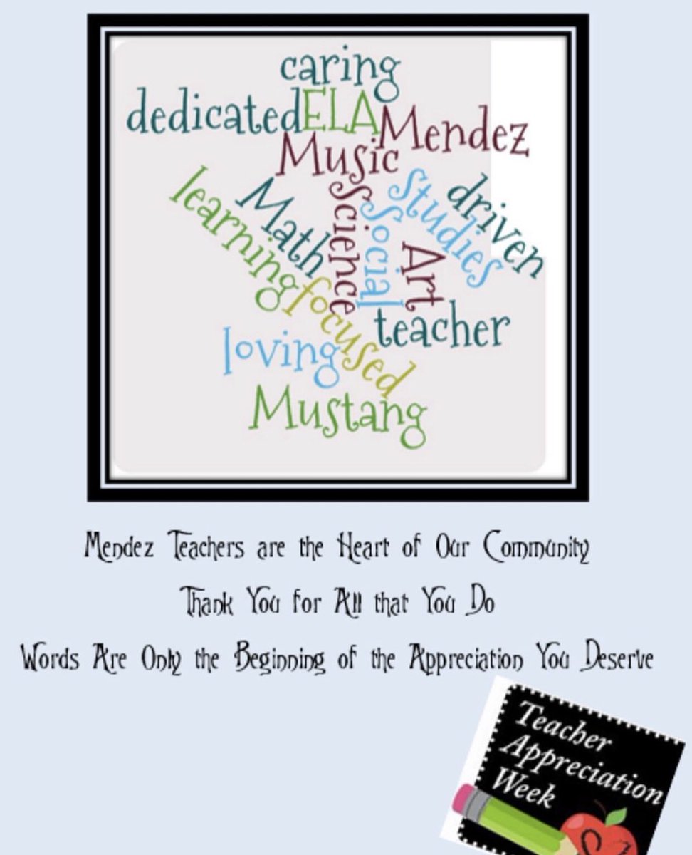 MendezMustangs's tweet photo. Happy Teacher Appreciation Week to all our @MendezMustangs teachers!! #mendezfundamental #wearesausd #sausdlearns https://t.co/Dt75lyFThb