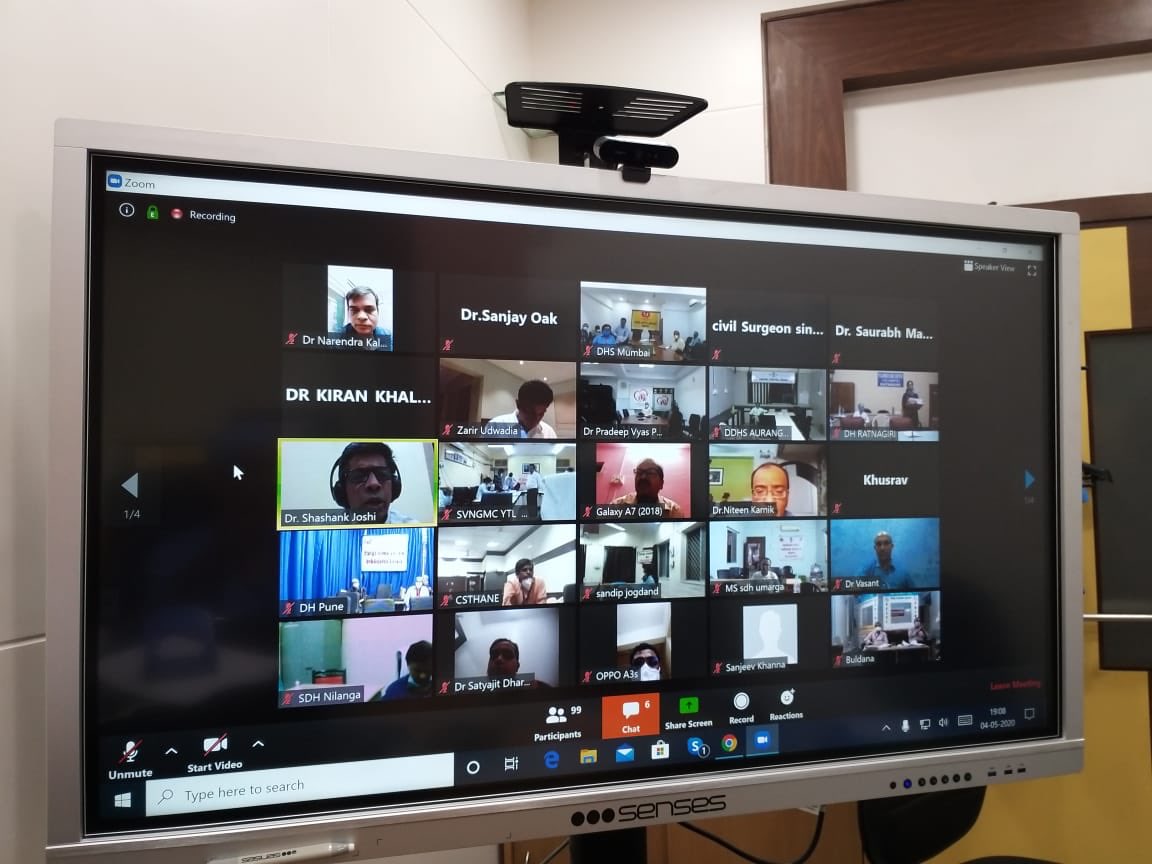 When we are at war, the frontline never sleeps. Finished with a meeting of the #taskforce &amp; all the doctors in State. With 100 participants, #Covid_19 was discussed at length.
#waragainstcorona #coronawarriors #doctorsonduty #coronavirus #coronainmaharashtra #drsanjayoak