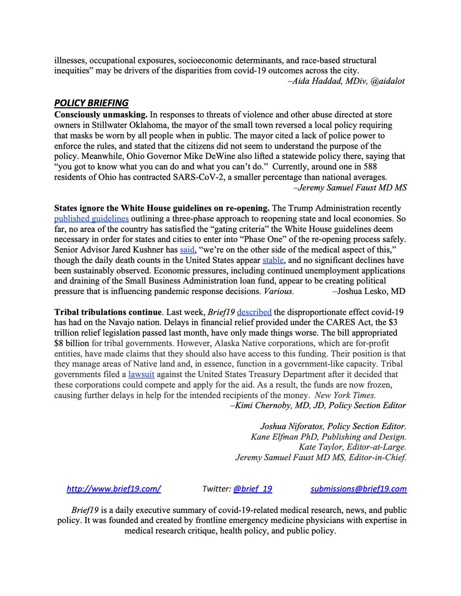 Daily Briefing 4 May 2020

-covid-19 reported as causing a rash in younger patients's hands + feet. Are these clots?

-exposure to pollution increases the likelihood of dying of everything; covid-19 too?

-Mask rules; easy come, easy go.

More at Brief19.com + here!👇