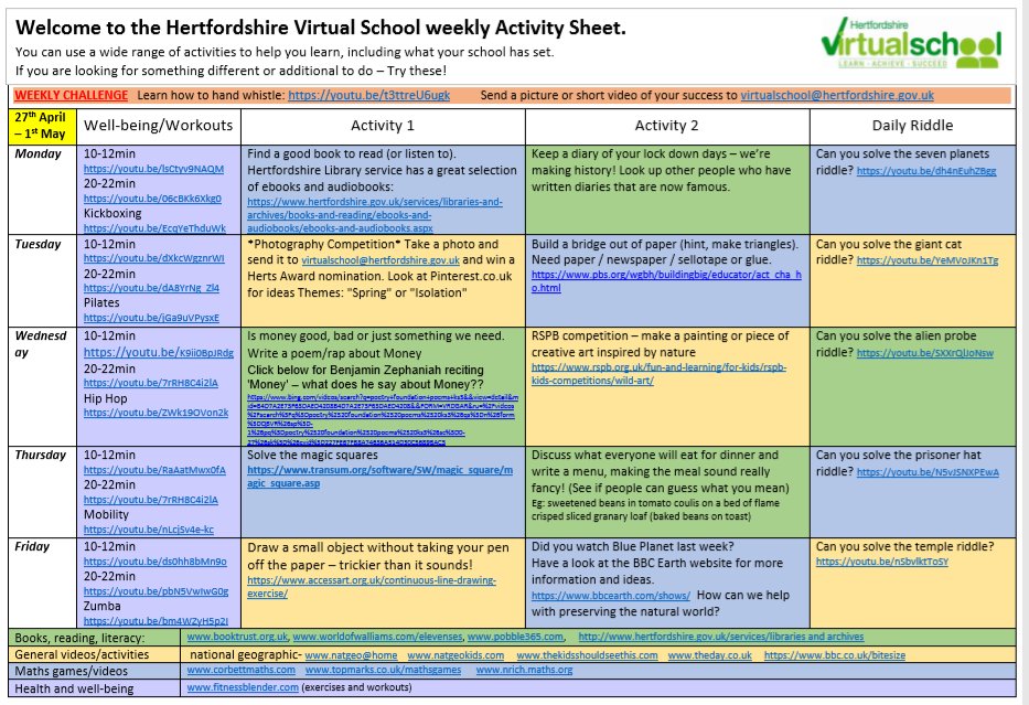 Virtual School Hertfordshire tweet media