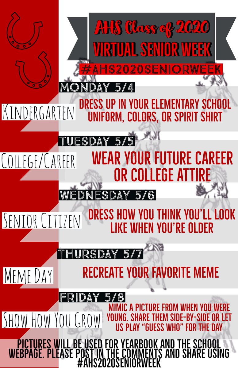 ahsspride's tweet photo. Happy Senior Week! Today is Kindergarten Day Dress up in your elementary uniform, colors, or spirit shirt. Post a picture using the hashtag: #AHS2020SENIORWEEK 

It’s also Teacher Appreciation Week. Don’t forget to share your pics to ahsstuco@assumptionschools.com https://t.co/X7Jv7ZEyqU