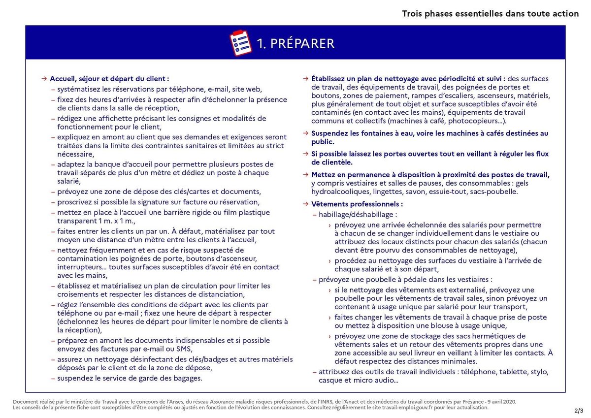 ExcelPlace's tweet photo. Afin d'assurer la protection contre le COVID-19 sur vos lieux de travail et assurer la continuité de l'activité économique, retrouvez les fiches conseils métiers éditées par le Ministère du Travail. Consultez ici la fiche "Réceptionniste ou veilleur de nuit”
#covid19 https://t.co/KcYLEMcwTz