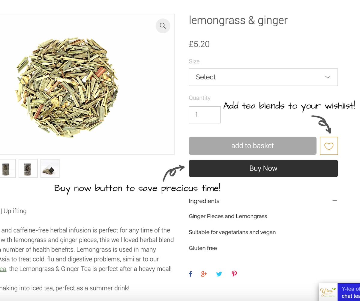 Cool new features added to our website! You can now:⁣
⁣
- Add tea blends to your wish list⁣
- Choose your favourite tea and click ‘Buy It Now’ to save precious time 
⁣
Find your favourite tea at y-tea.co.uk | FREE UK DELIVERY over £20 📦 #tea #finetea #teacompany