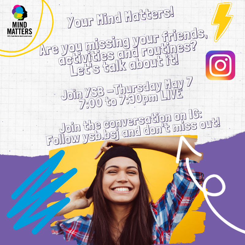 The <a href="/ysb_bsj/">Youth Services Bureau</a> is hosting their first ever LIVE Instagram event this Thursday. Follow them on Instagram to be a part of this on Thursday May 7: @ysb.bsj #mentalhealth