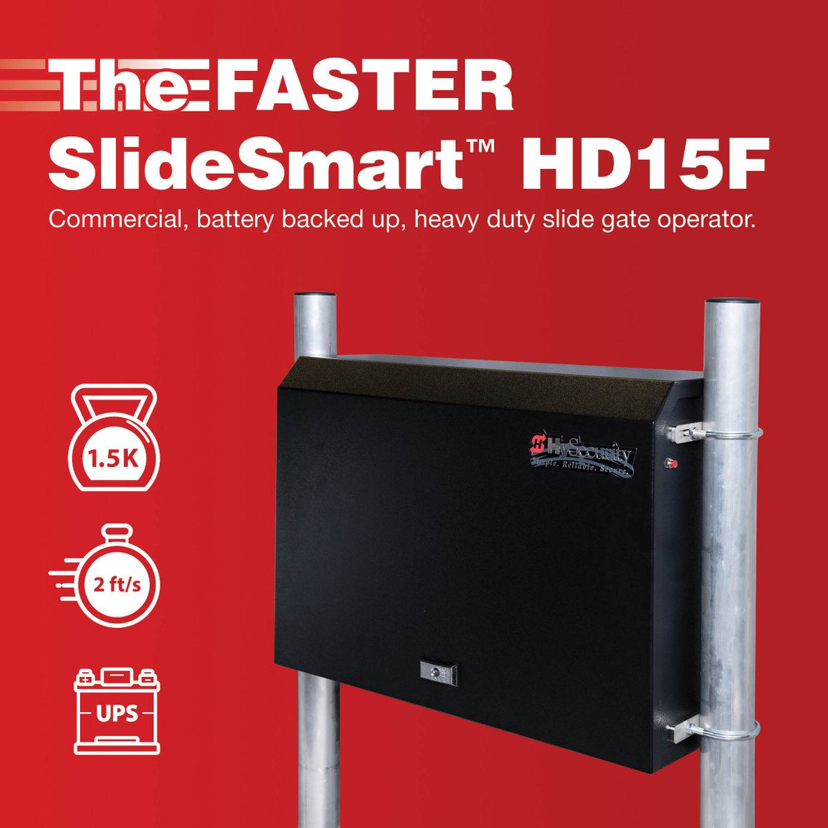 Nice_HySecurity's tweet photo. The FASTER SlideSmart™ HD15F moves gates at 2 feet per second and comes with a sturdy, rodent resistant steel enclosure.
#HySecurity #SlideSmart #GateOperators https://t.co/txP9zXl1W9