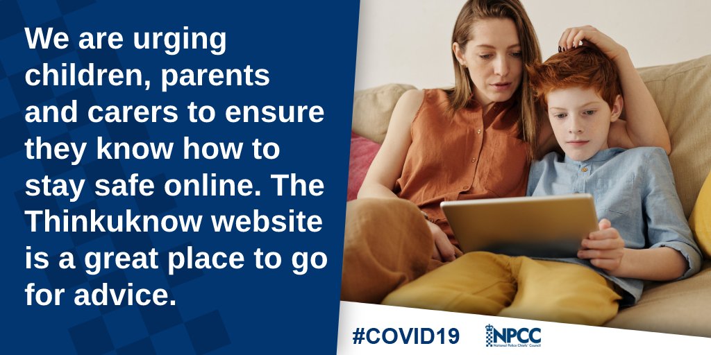 PoliceChiefs's tweet photo. Children are spending more and more time online, thanks to #Covid19 and school closure. 

NPCC and @NCA_UK are urging children, parents and carers to ensure they know how to stay safe online. Please share, and learn more: https://t.co/wjleD21P2O #OnlineSafetyAtHome. https://t.co/EowVYcZ3Nc