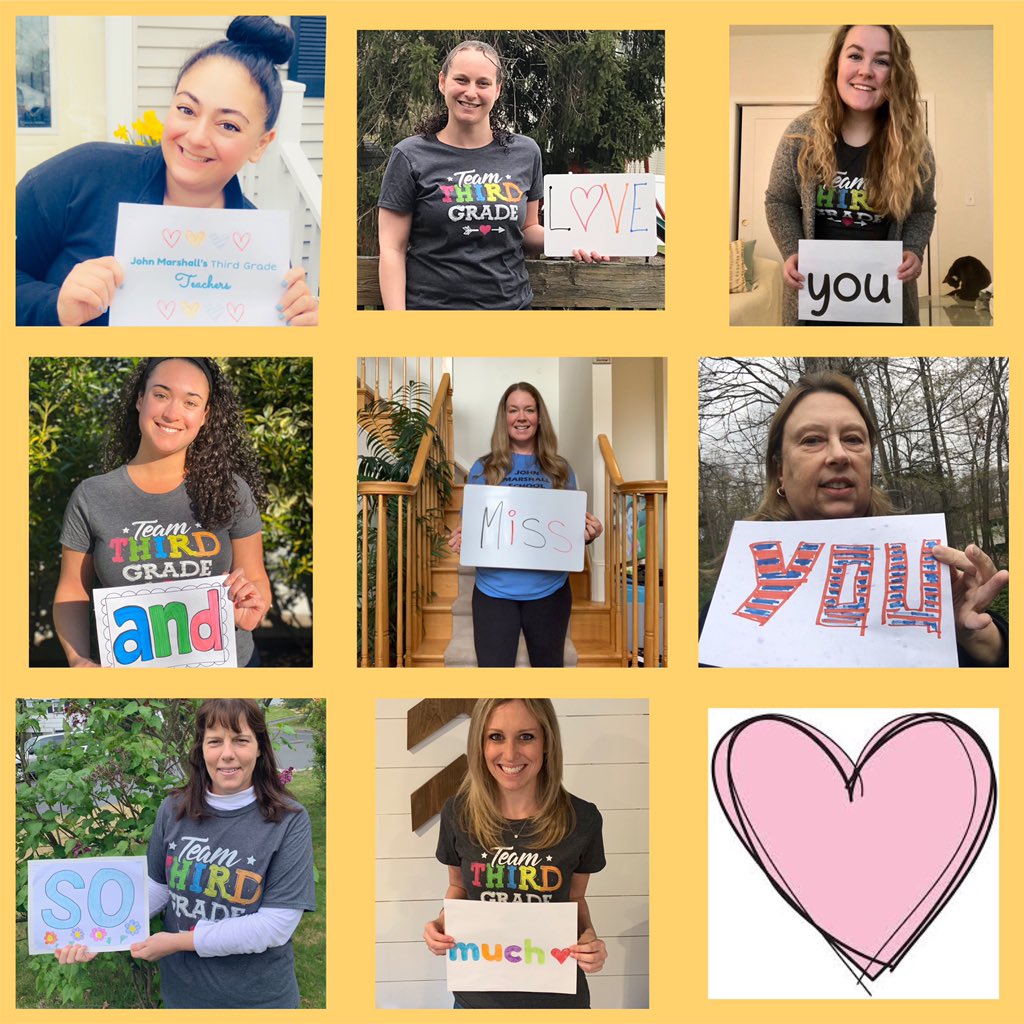 Mrs_Fabian12's tweet photo. We love and miss our third graders! ❤️💕 Please continue to stay safe and healthy. #edisonnj #shinebrightedison @GovMurphy https://t.co/ofnzvRUJl6