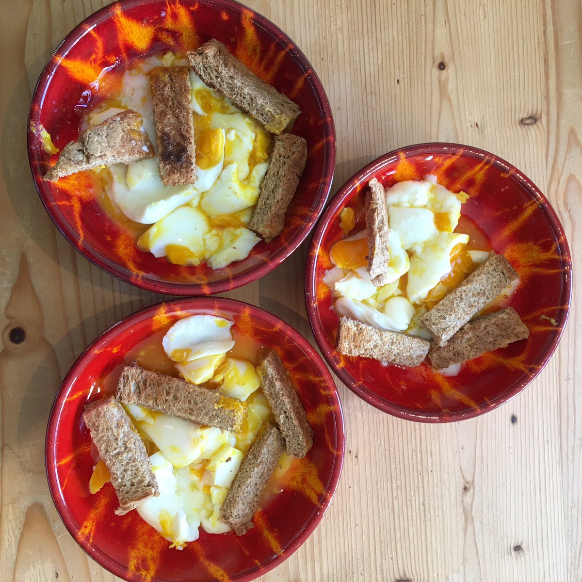 williemackenzie's tweet photo. Dogs have been pestering me to post their afternoon snack on the Internet - soft boiled eggs &amp; soldiers for daddy‘S little soldiers #bmdrdogs #AdoptDontShop https://t.co/yKIExOZnUy