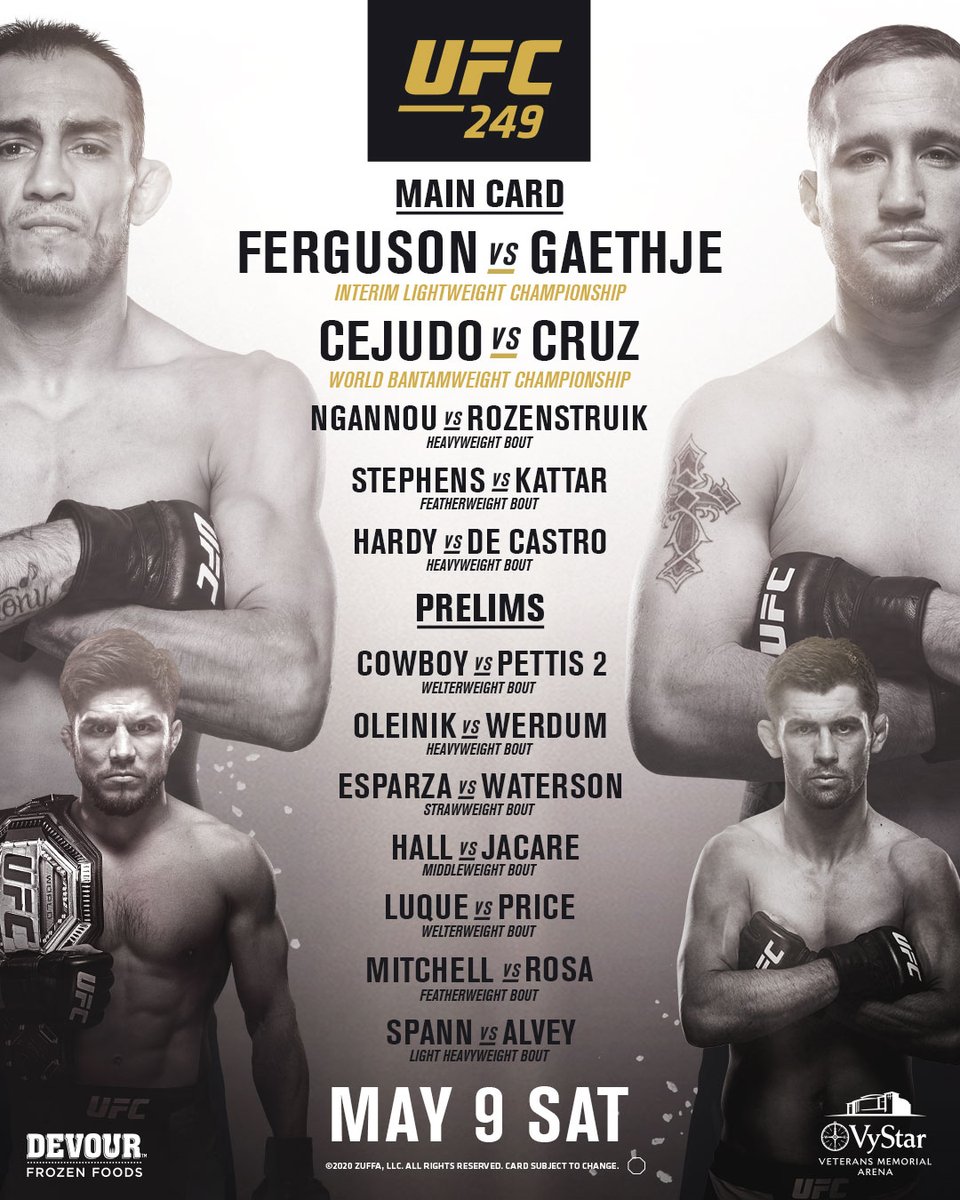 Your #UFC249 fight week lineup! 🤩
