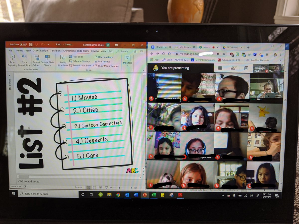 Virtual Scattergories today during our Monday morning meeting 😊
#ASD4all #Scattergories #remotelearning #distancelearning #googlemeet #OutstandingInElementary #games #virtualgames