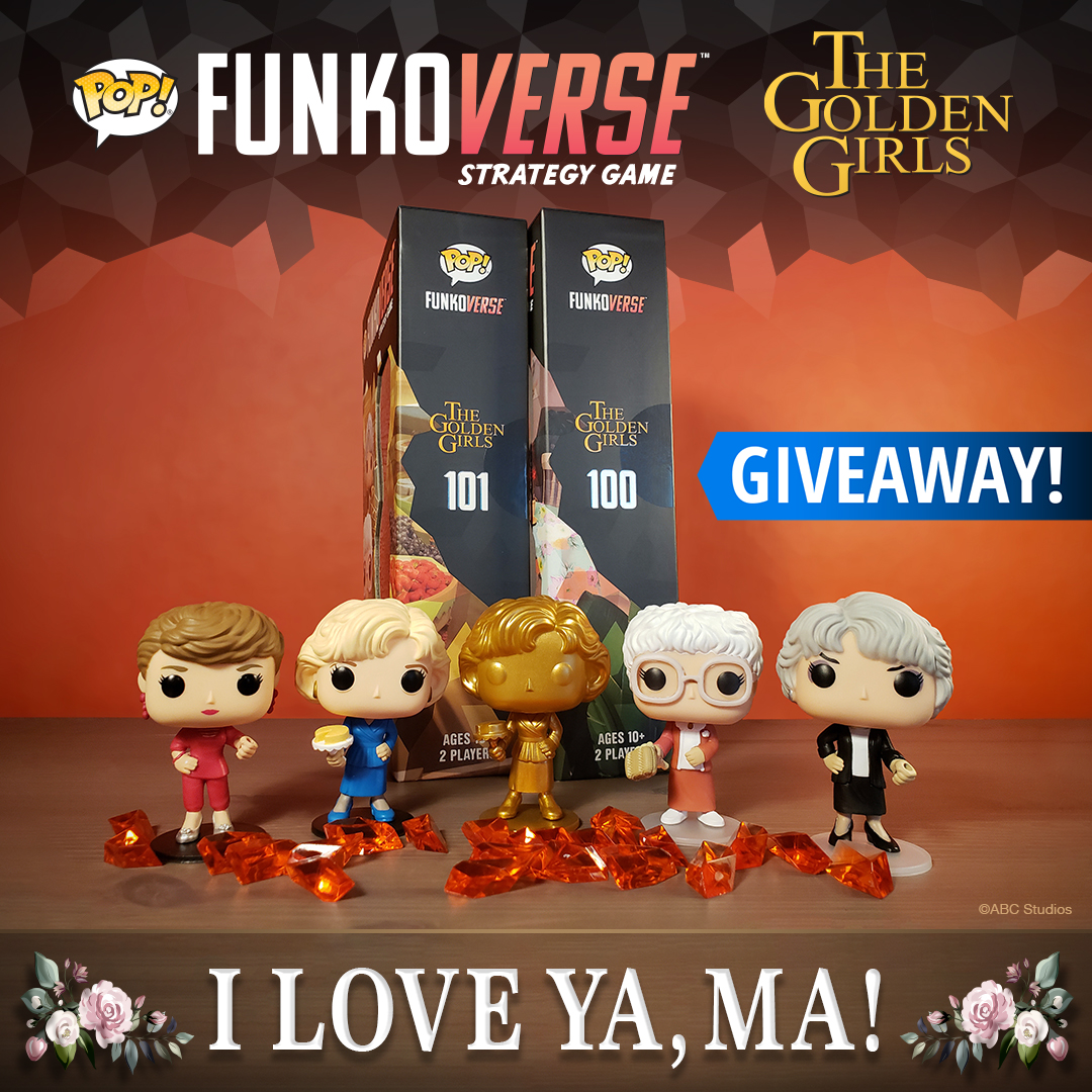 FunkoGames's tweet photo. RT &amp; follow @FunkoGames for the chance to win the "I Love Ya, Ma!" #GoldenGirls #Funkoverse Prize Package featuring both games and a rare Golden Rose!

Can't wait? Snag your copy today at https://t.co/dAs4bNxov5

#FunkoGames #Giveaway #BoardGames #Tabletop #MothersDay https://t.co/10Z49gISJ3