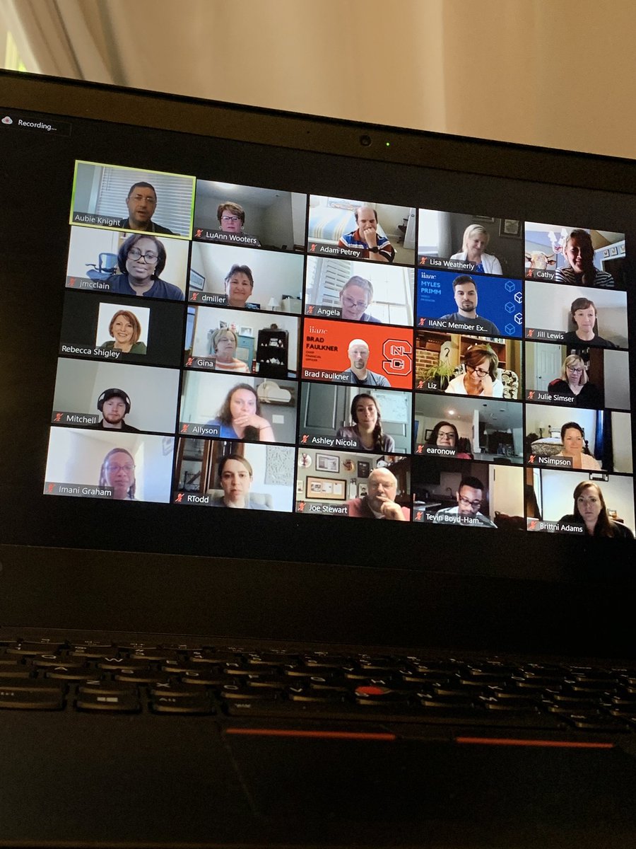 Monthly staff meetings ⁦@TheBigI_NC⁩ look a little different, but we’re still getting it done!!  #gozoom #loveourmembers #wereallstillhere