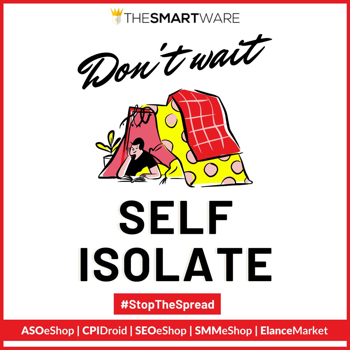 SmartXaaS's tweet image. Tip #4. Don't Wait, Self Isolate...! 
.
.
.
#TheSmartWare #CoronaVirus #COVID__19 #StopTheSpread #SelfIsolation #FightAgainstCorona #LockdownExtended #lockdown #lockdownhustle #Lockdown3 #lockdownextension #coronavirustips #IndiaFightsCOVID19  #India