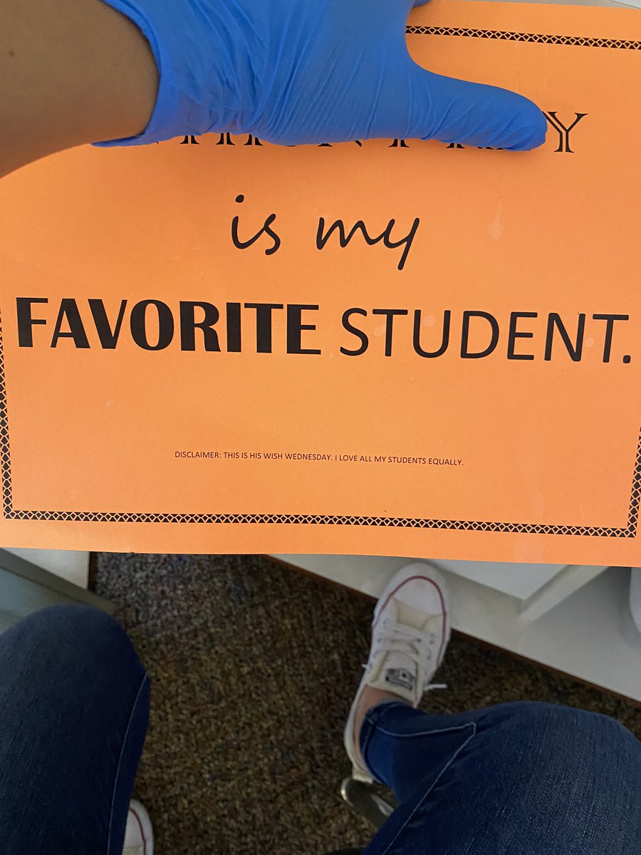“Wish Wednesday” is one of my favorite things I’ve ever done as an educator. Came across this gem cleaning up/out from several years ago. The student (who I think is a senior now) wished I wear it all day.  Getting all [cheesy] teacher 💗🤗 today. Maybe a comeback in Fall 2020?