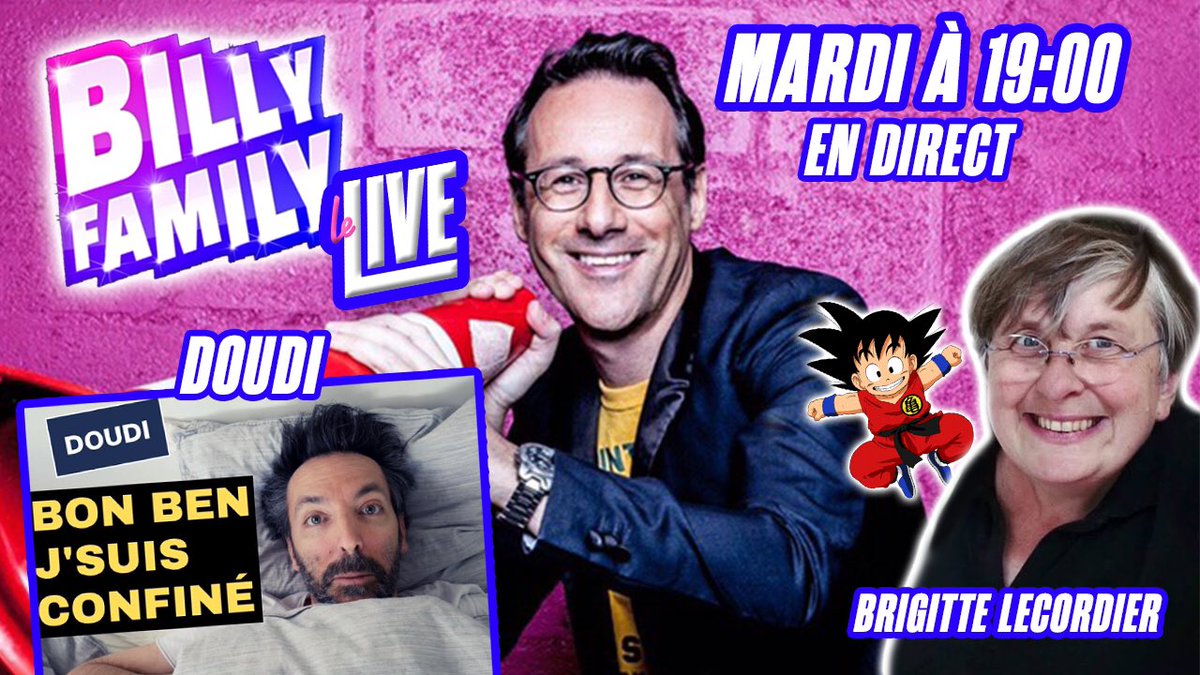 🔴 RDV mardi 5 Mai à 19H00 en direct pour #BillyFamily sur <a href="/leLIVEonAir/">onair</a> avec <a href="/LecordierB/">Brigitte Lecordier</a>  et @doudi2002 #DragonBall #SamanthaOups