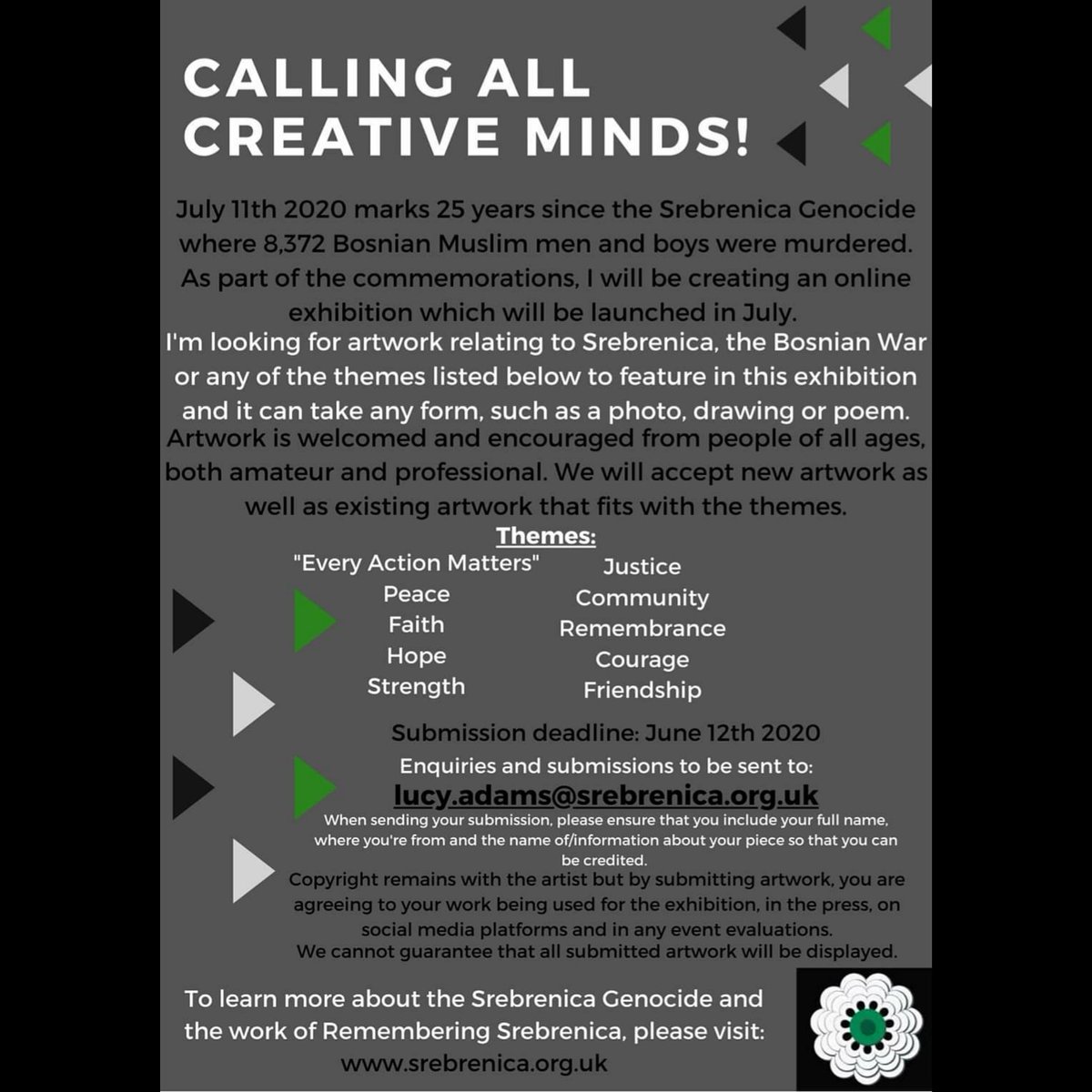 LucyKAdams's tweet photo. Pleased to have finalised one of my virtual projects for Srebrenica Memorial Week 2020. Any support would be hugely appreciated! Please share with anyone who may be interested in getting involved😊 https://t.co/yyVeKIpM2X