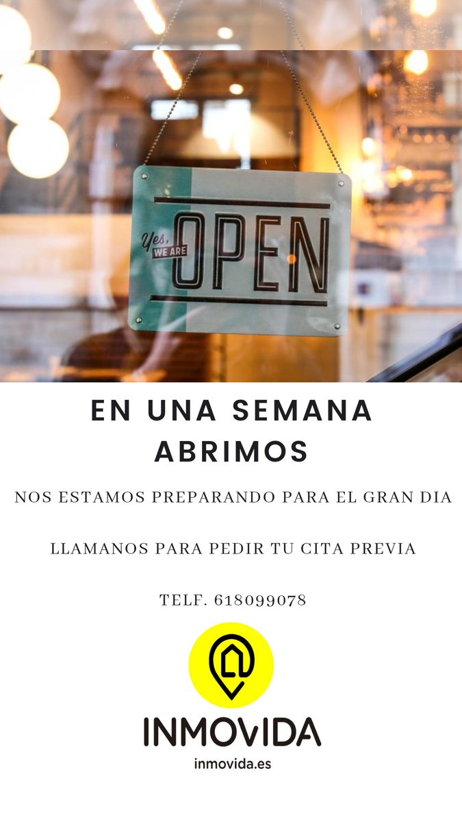 Solo queda una semana para abrir las puertas de la inmobiliaria. Llama y agenda tu visita! #inmobiliaria #teletrabajo #xativa #xtv #Valencia #vlc #Fase1