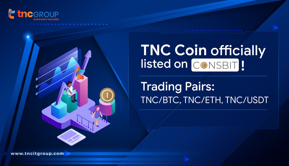 tnc_it_group's tweet photo. TNC Coin is happy to be part of #CoinsBit exchange!

Available trading pairs: 
✅TNC/BTC
✅TNC/ETH
✅TNC/USDT

#TNCCoin #TNCGroup @c0insbit #Exchange #trading #cryptotrading #cryptocurrency https://t.co/kBpcBI8w6v