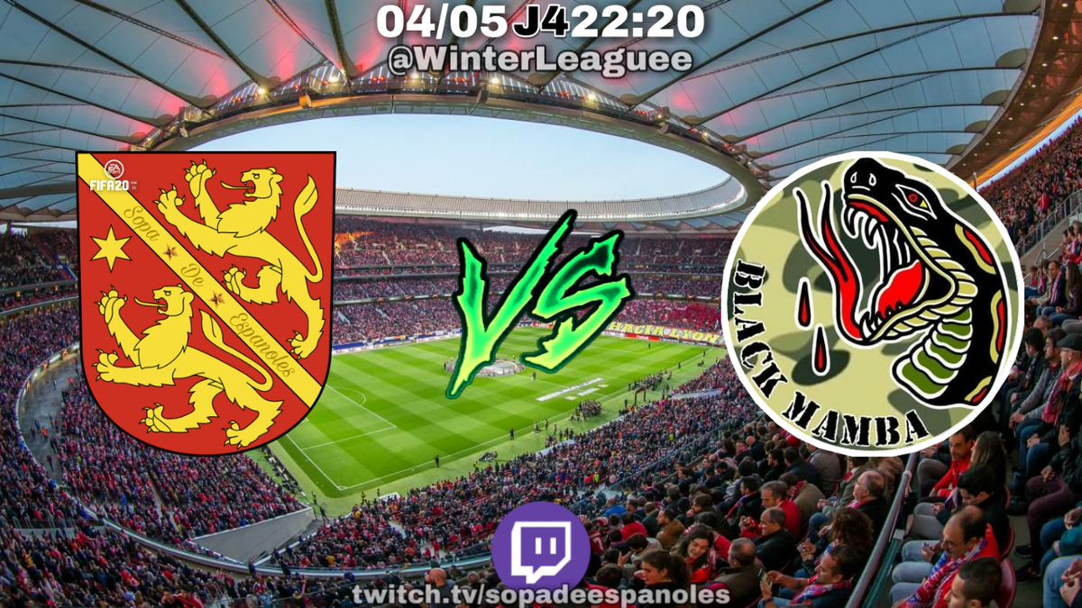MATCHDAY | <a href="/WinterLeaguee/">Winter League</a> 

⭕ Jornada 4
⏰ 22:20
🏠 <a href="/SopaDeEspanoles/">Sopa De Españoles</a> 🆚️ <a href="/BMeSport/">Black Mambas🐍</a> ✈