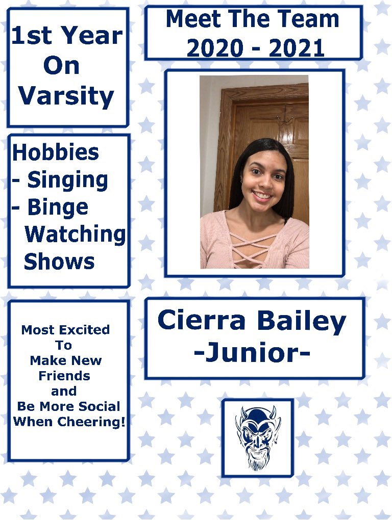 btown_cheer's tweet photo. ⭐️ Meet Cierra Bailey! ⭐️ Burgettstown Varsity Cheer 2020-2021 #bluedevilborn #rahrahforburgettstown  #bluedevilstrong #cheer 💙💙 https://t.co/31E0Ly8r40