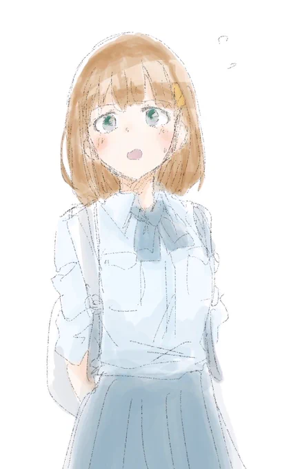 オリキャラ イラスト(落書き)熱心なトランスフォーマーファンであるが、それを周りには隠してる女子高生学校帰りに念願のMP-44コンボイ司令官を買うが、親友にばったり会ってしまったとっさに後ろへ隠すが…?#オリキャラ#女子高生#イラスト#落書き 