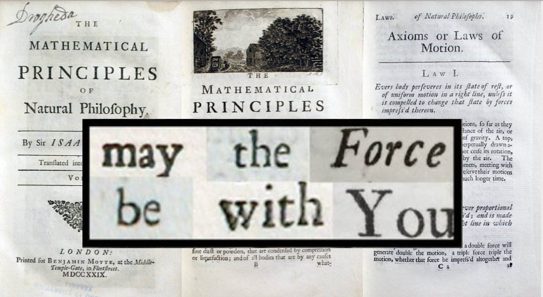 PalmeriJoAnn's tweet photo. #SpecialCollections Book-A-Day📚
May the Force be with You! on #MaytheFourth or #StarWarsDay (words taken from 1729 edition of Isaac Newton's #physics) #HistSci #SpecColls #histphysics @OU_Libraries #MayThe4thBeWithYou https://t.co/vMkUD6o3RI https://t.co/wdkoSt4sHX