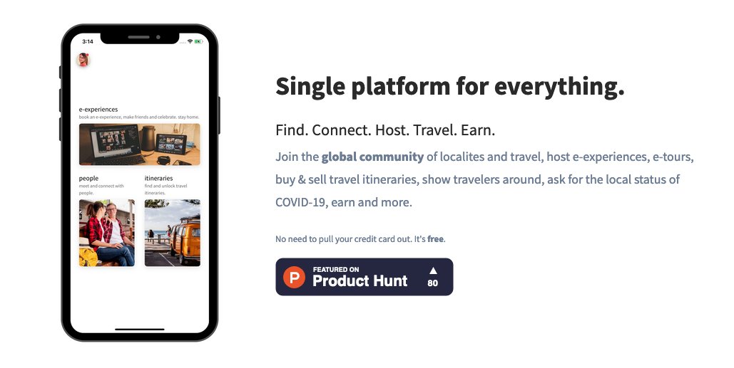 localites_co's tweet photo. Glad to see we're featured on @producthunt and trending in the travel category. #travel https://t.co/BlpYldi0ol
