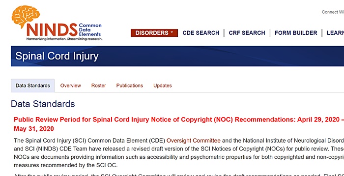 The (USA-based) National Institute of Neurological Disorders &amp; Stroke (NINDS) &amp; the National Institutes of Health (NIH) have updated the SCI Notices of Copyright (NOCs).

Please comment on as many domains/subdomains as you wish, by May 31, 2020.
commondataelements.ninds.nih.gov/Spinal%20Cord%…

Please RT