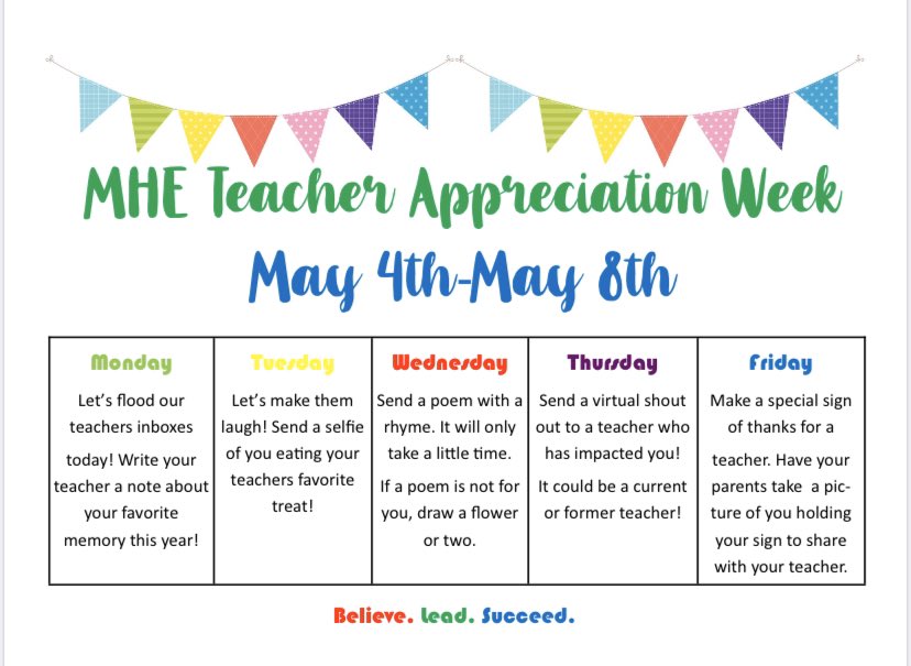 MountHollyElem's tweet photo. Teacher Appreciation Fun! #mheleads #mhefalcons https://t.co/rOaYHe7B4j