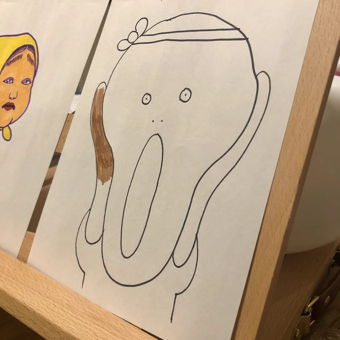 配信見てくれた方ありがとうございました〜。今日は「ぴえん?の小面」を目指しましたが謎の圧をもったスタンプになりました。
あとはムンクの叫びラーメンの店長の簡単な描き方もやりました。あとからでも見られるので見ながら描いてみてください? 