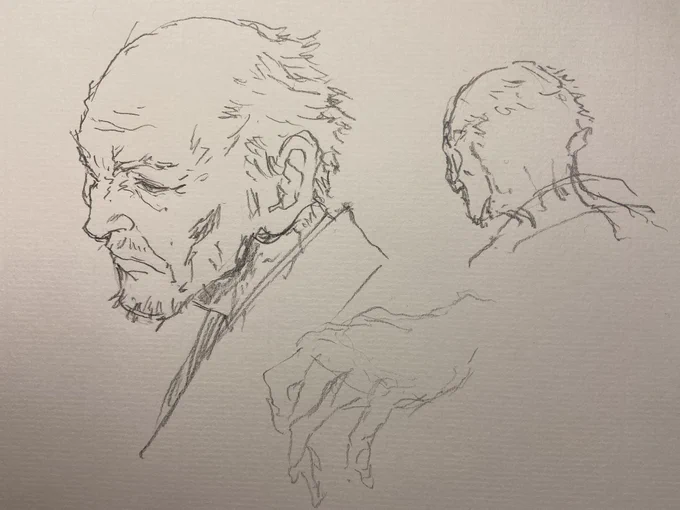 突然の老年男性頭部を描きたい欲 