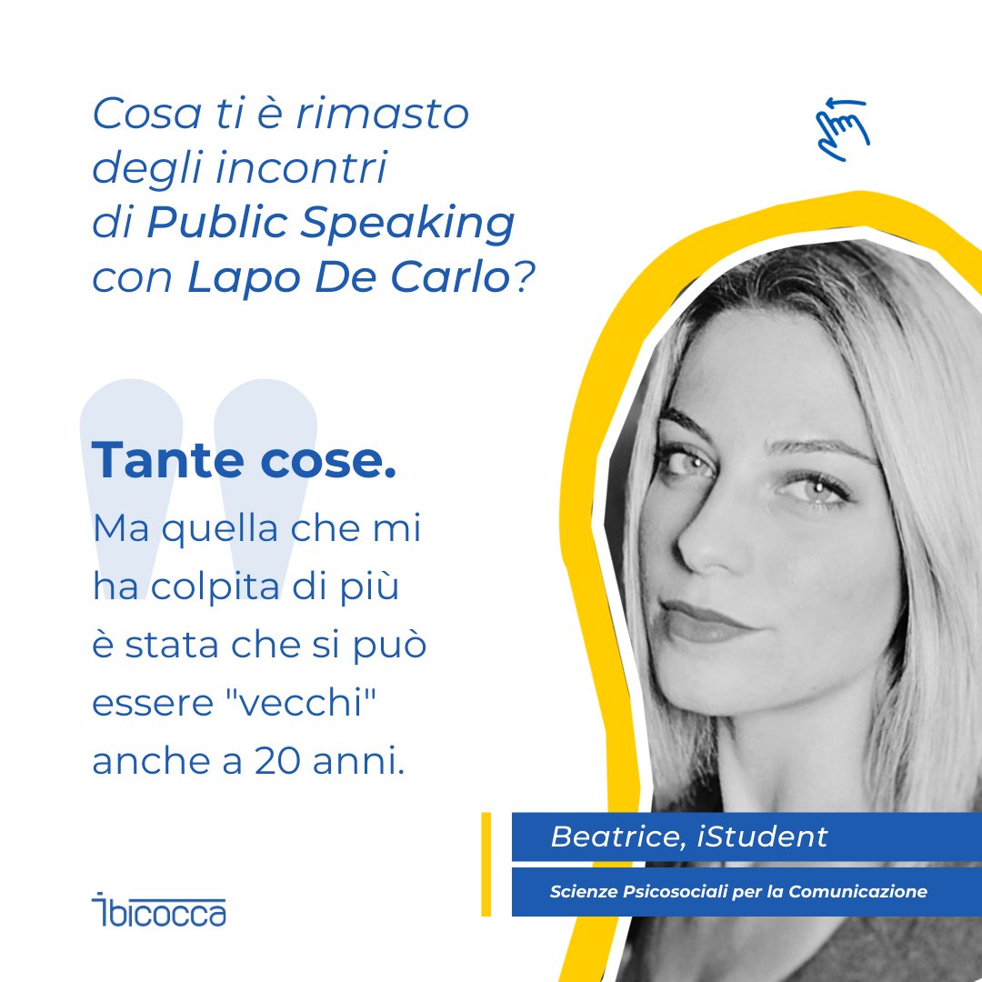 iBicocca's tweet photo. 🎤Con la fine di Aprile, si è conclusa la serie di webinar riservata al percorso #Platinum di iBicocca sul #publickspeaking, tenuto sempre dal giornalista, conduttore radiofonico e docente di comunicazione @LapoDeCarlo1. Ecco qui un feedback di una nostra #iStudent.
#ibicocca https://t.co/1NBMOV4xSE
