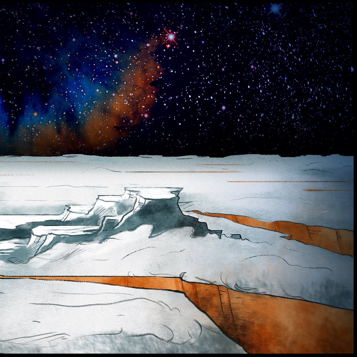 TwentyoneAvenue's tweet photo. Europa - Jovian moon - year 2176⠀
First panel of the interactive comic #TheCosmonautsConstruct.
Developed by @gamechuckdev ⠀
Story by @doraspacexplora
Art by @TwentyoneAvenue
#videogame #interactivecomic #comics #scifi #illustration #conceptart #landscape #twentyoneavenue https://t.co/XyKwWjLOJg