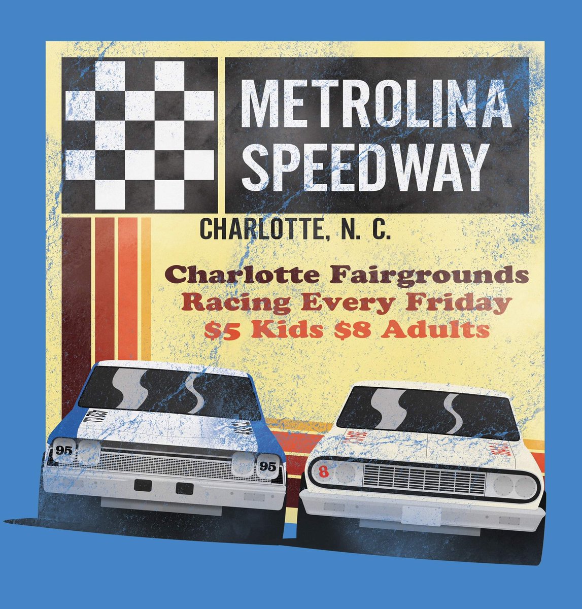 SPDesignsNC's tweet photo. ICYMI last night we got our #MetrolinaSpeedway shirt uploaded in the #SPDesigns eStore! Celebrate the 'Man in Black' by remembering when he was the 'Kid in Beige' getting his first asphalt win in 1974! #NASCAR #DaleEarnhardt #TommyHouston #RacingHistory https://t.co/aS43Ao7FRU https://t.co/SNigRJg2u8