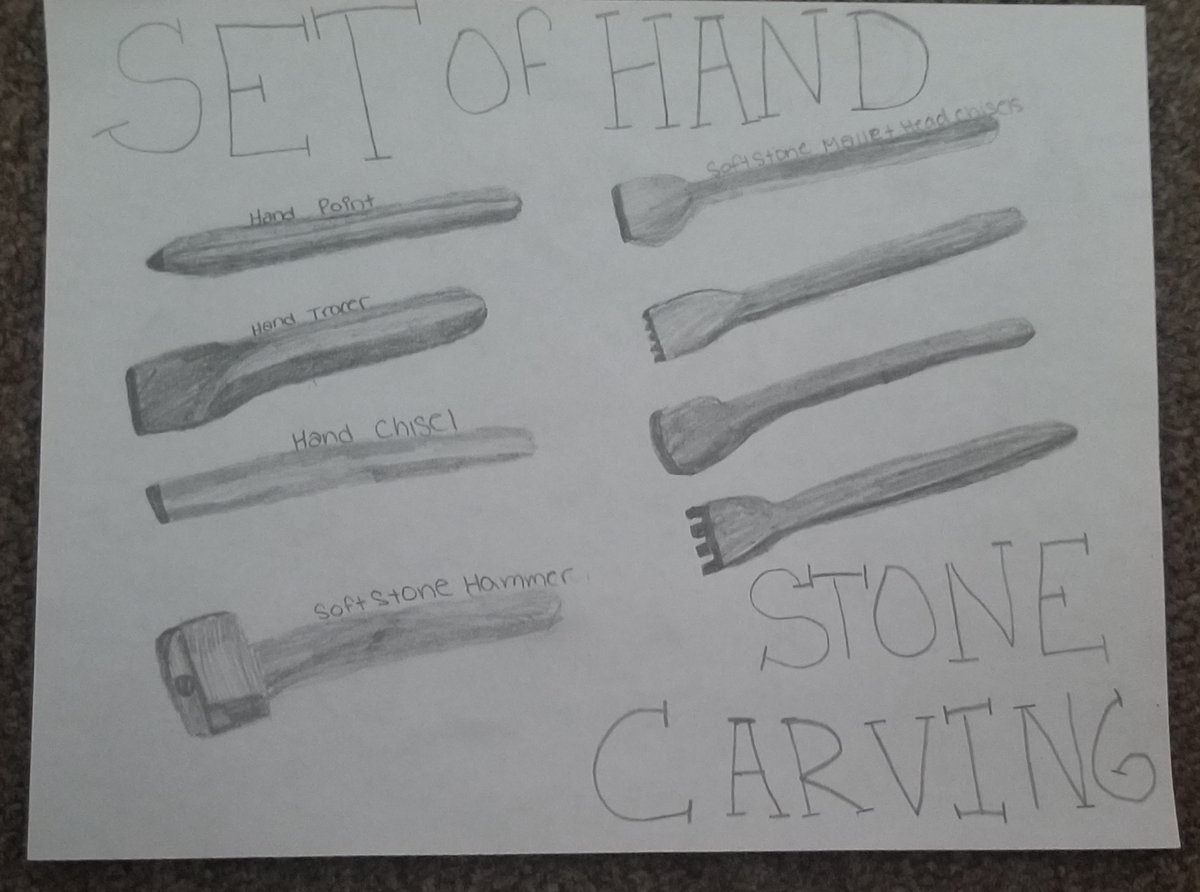 "Drawing Choice Board" works from Grade 7.  Students learned about several contemporary artists and had 11 drawing prompts to choose from, including "draw the oldest thing in your fridge" and "tools from a certain profession"  @ms_woodland <a href="/EastMeadowArts/">East Meadow Arts</a> #ArtInspiration19_20