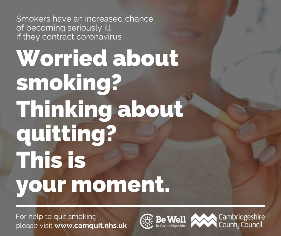 ccs_nhst's tweet photo. Coronavirus attacks the lungs and respiratory system. Stopping smoking is one of the biggest steps you can take to protect yourself. If you live in #Cambridgeshire you can talk to #CAMQUIT on ☎️📱 0800 018 4304 or visit https://t.co/1fBqYV1zE3 💻 #stopsmoking #quitsmoking https://t.co/0dVXOlc5Nk