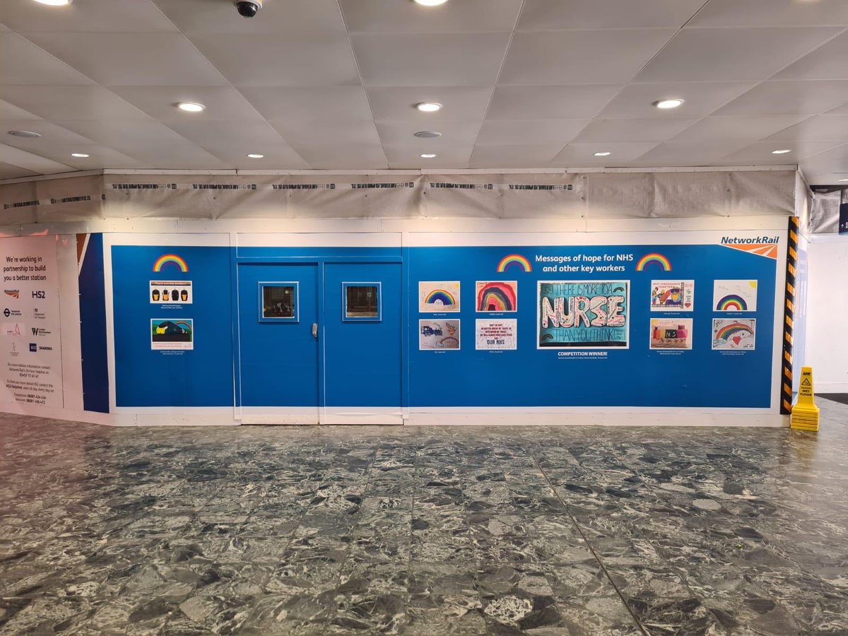 NetworkRailEUS's tweet photo. 🌈 🌟 MESSAGES OF HOPE 🌟 🌈 

Take a look at our ‘messages of hope’ wall in London Euston station, which was set up on Saturday👩🏽‍🎨👨🏻‍🎨

Thank you to everyone that got involved 💙

@Abbagade1 @Christo76657231 @Emmatakeover @HitachiParagon @markbridel @the_railways @SteveWEngineer https://t.co/s3kNaHenR2
