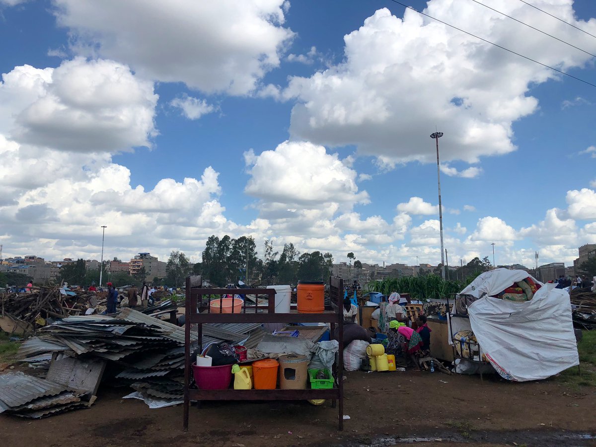 bonifacemwangi's tweet photo. This is Kariobangi, an informal settlement called Kiambea. Government demolished homes and left 7000 people homeless. It’s true the land belongs to the GOK, evicting people during Corona pandemic is inhumane &amp; they can’t leave Nairobi. They were given 24hrs notice. #UkweliMtaani https://t.co/pbmWZeEcn1