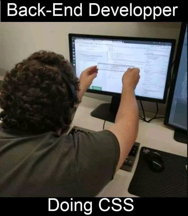 iamnotstatic's tweet photo. Backend developer doing #CSS
😂😂😂

#backend #developers #100DaysOfCode #CodeNewbie #WomenWhoCode https://t.co/5WESIhcrqb