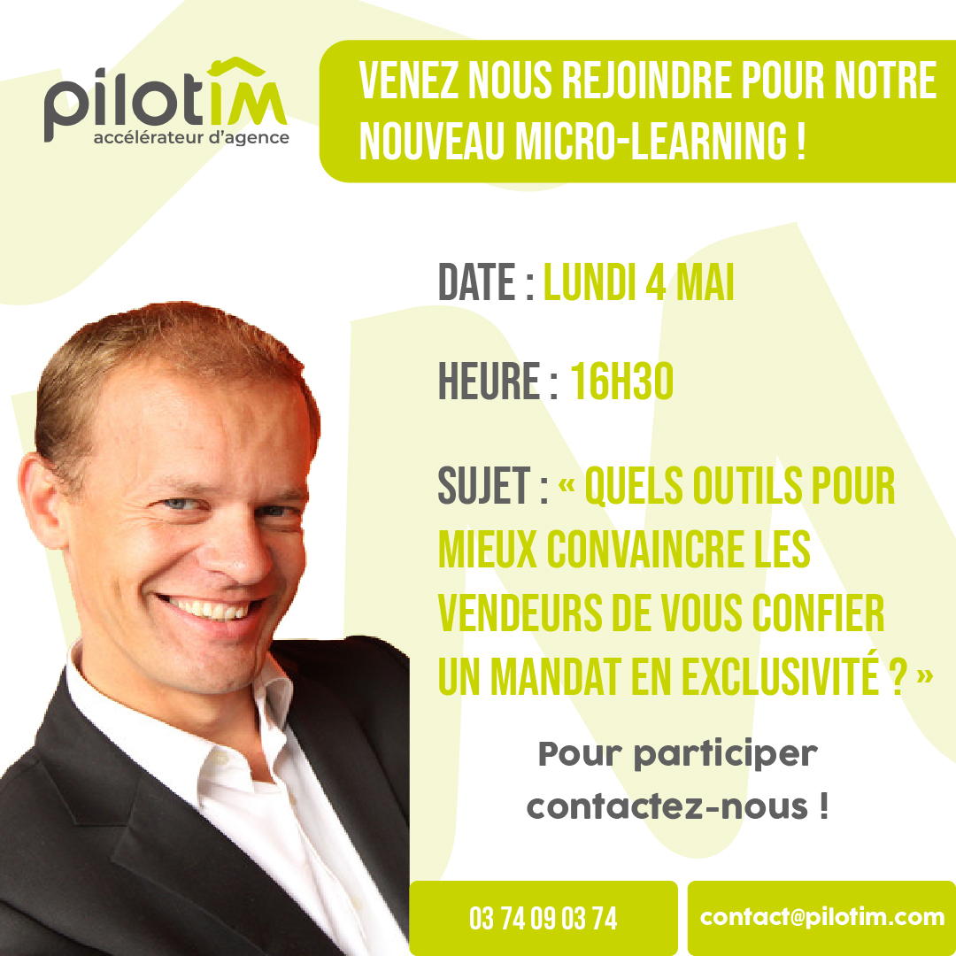 ⚠️Aujourd’hui, nouvelle microsession⚠️

⏱ Rdv à 16h30 : bit.ly/3aWp1og

#microsession #Pilotim #Immobilier #Agence