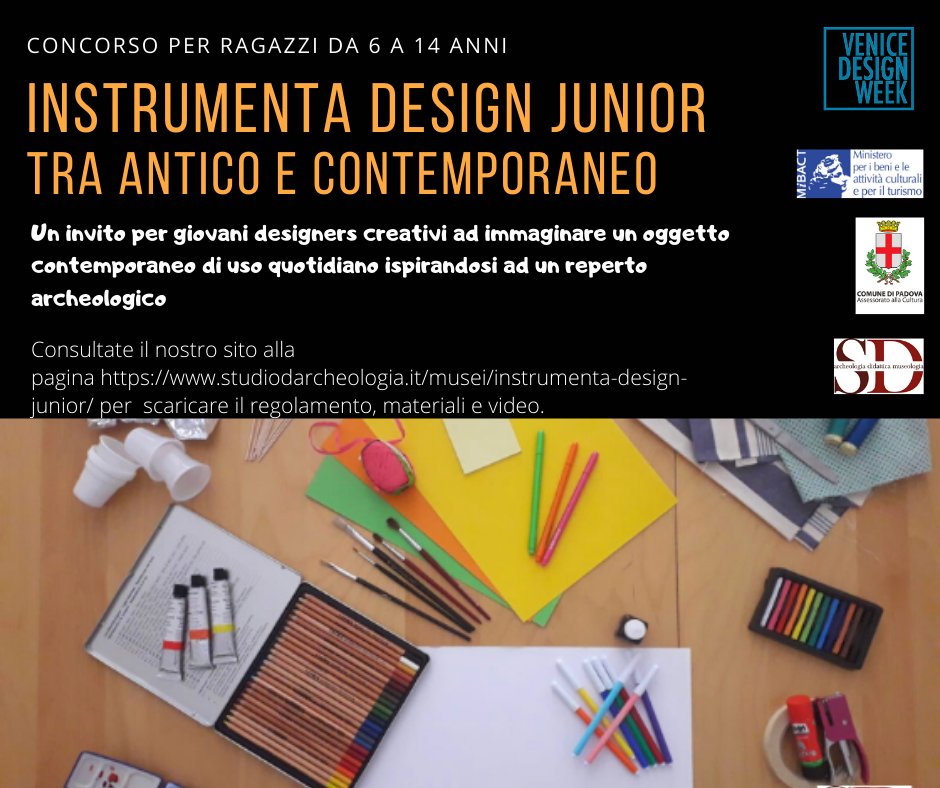 MuseoArcheoVene's tweet photo. Parte #INSTRUMENTADESIGNJUNIOR :)
Nell’ambito della #VeniceDesignWeek che si svolgerà dal 3 all’11 ottobre, lo Studio D Archeologia Didattica propone un’attività per ragazzi 6-14 anni e ci siamo anche noi :) Per info: https://t.co/AHD7xKeZD8 @_MiBACT @icom_italia @museitaliani https://t.co/djzRnYUq8w