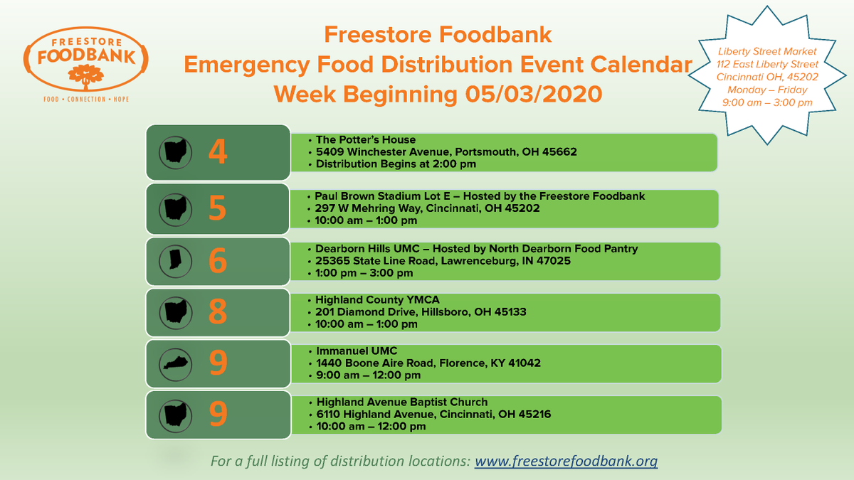 SantaMariaCincy's tweet image. Please check out @FreestoreFB's distribution schedule for this week below!