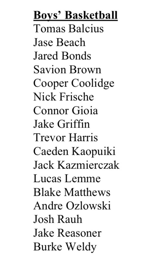 CarmelMBB's tweet photo. Congratulations to Connor Gioia for being named to the Athletic Director’s Honor Roll for highest GPA in Boys’ Basketball and to all these #Greyhounds representing our program as Scholar Athletes. #HOUNDS https://t.co/HDAQ4DBjV4