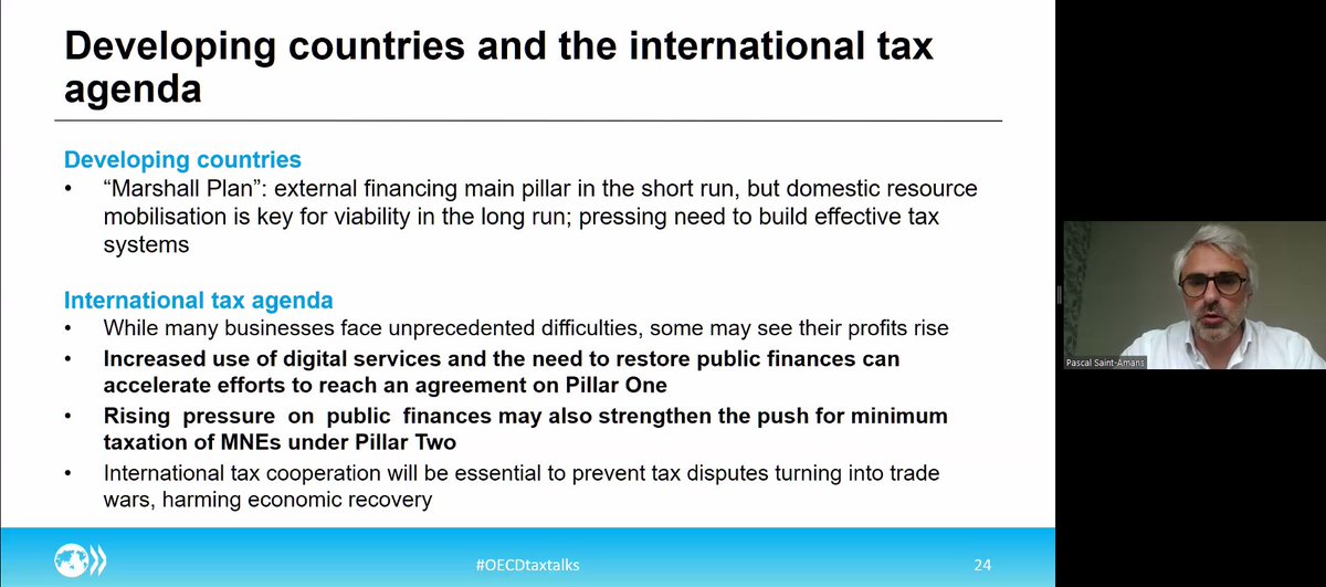 #COVID19 has increased the need to reach an agreement on the #digitalisation of the #tax #economy under #Pillar1, and renewed impetus on #Pillar2 with rising pressure on public finances pushing for minimum taxation of #MNEs 

#OECDTaxTalks