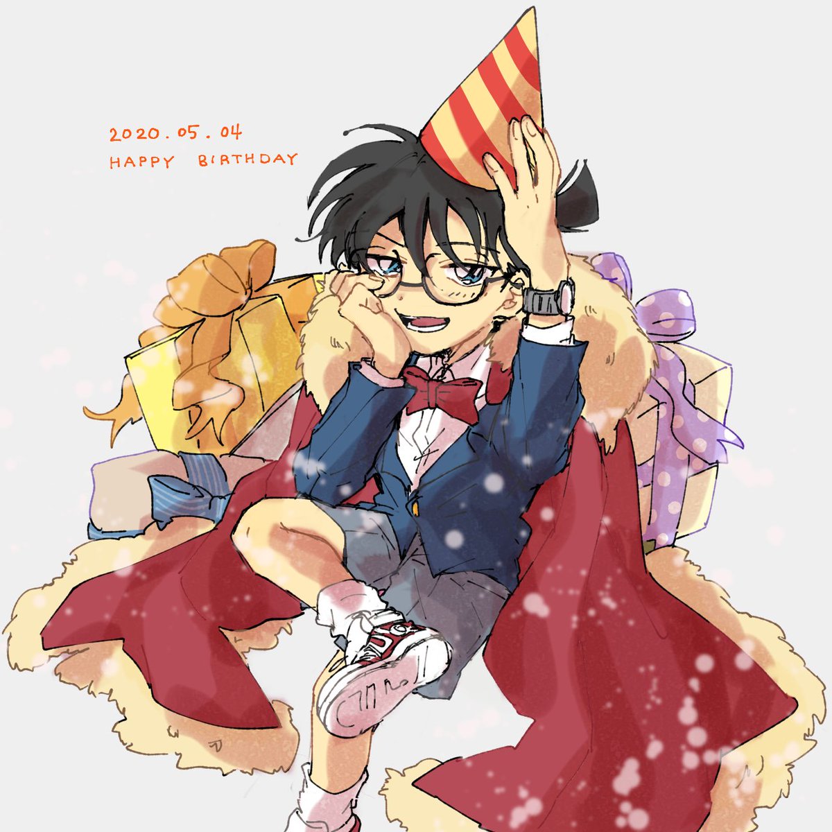 「新一くんお誕生日おめでとう 」|かなたのイラスト