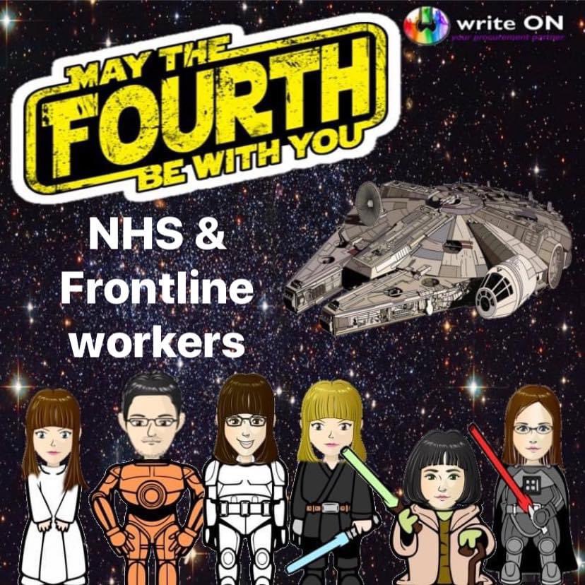 writeonltd's tweet photo. May the Fourth be with you! 💫

#nhs #keyworkers #frontlineworkers #StarWars #MayThe4thBeWithYou #writeon https://t.co/d70fJRz9kS