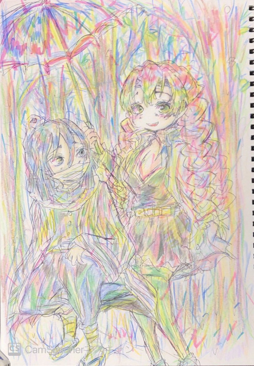 おばみつ。 

「伊黒さん、濡れちゃうわよ。」

雨に打たれてる伊黒さんに傘をさしてあげるみつりちゃんという設定でした☂️ 